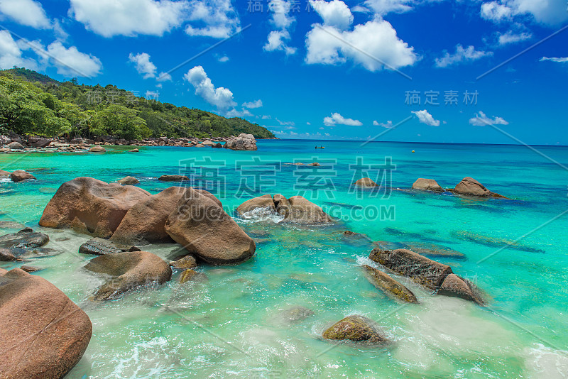 安塞拉齐奥-海滩在塞舌尔，岛Praslin