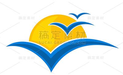 太阳标志与海鸥。