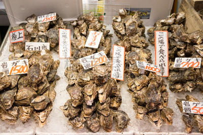 牡蛎摄影在市场上出售