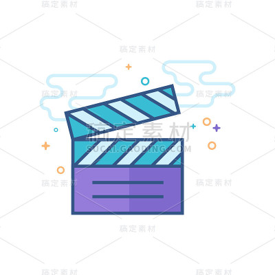 平坦的颜色图标-电影石板