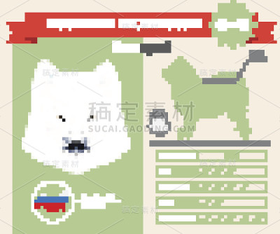 萨摩耶犬品种矢量信息图。
