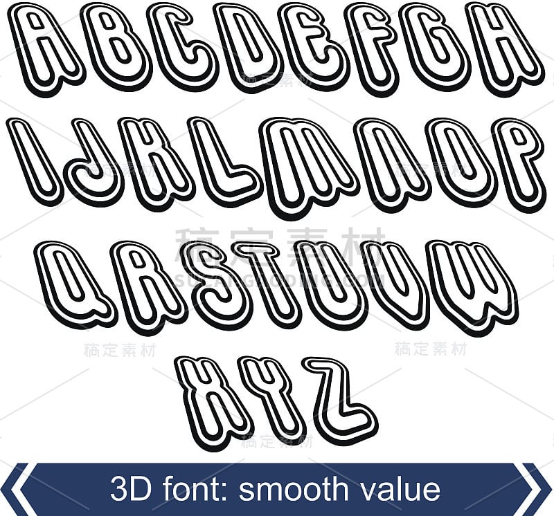 3d复古字体在旋转，时尚的矢量字母设计。运动