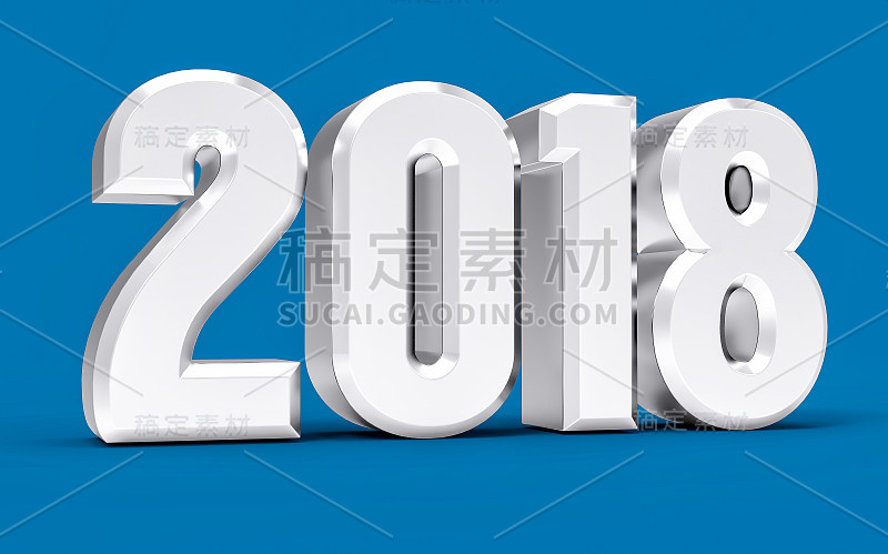 3D孤立蓝色2018年