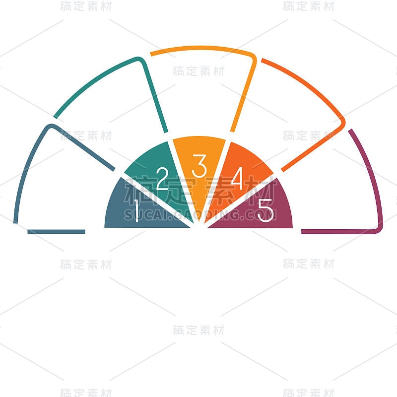 信息图半圆模板彩色线条与文本区域