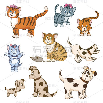 卡通猫狗