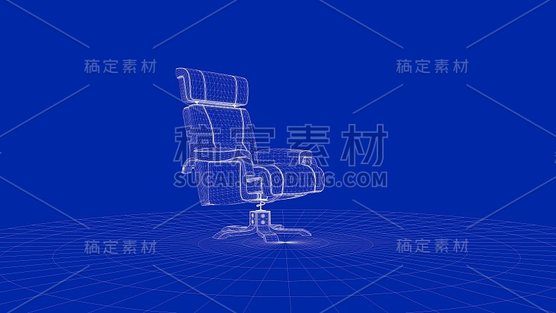 一个轮廓椅子对象的3d渲染