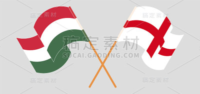 交叉挥舞着匈牙利和英格兰的旗帜