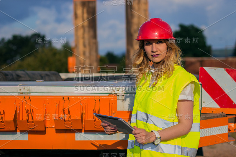 年轻女建筑工人