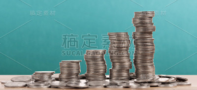 图股票市场。成堆的硬币