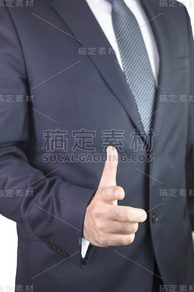 商人在工作室触摸概念。商人在按压触摸屏界面
