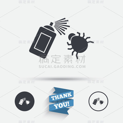 臭虫消毒标志图标。熏蒸的象征。