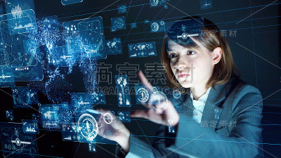商业和技术概念。通信网络。GUI(图形用户界面)。