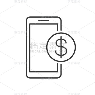 移动银行轮廓图标矢量。