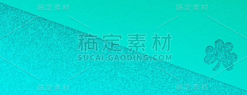 圣帕特里克节霓虹背景与三叶草三叶草，爱尔兰节日标志，选择性焦点，横幅