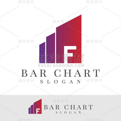 柱状图初始字母F图标设计