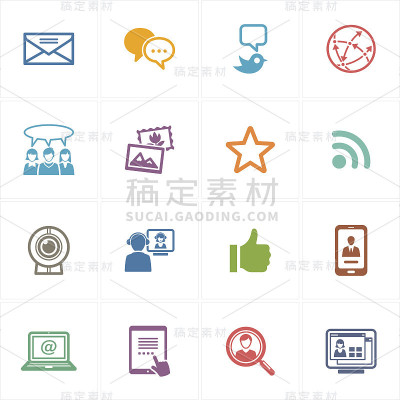 社交媒体图标集1 -彩色系列
