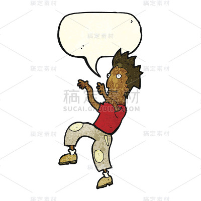 卡通快乐的人做滑稽的舞蹈与讲话泡泡