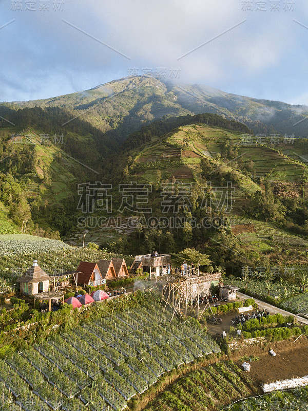 芒里山景，在Sumbing山的斜坡上