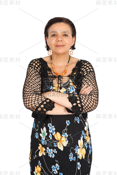 美丽的女人在不同的衣服里有不同的表情