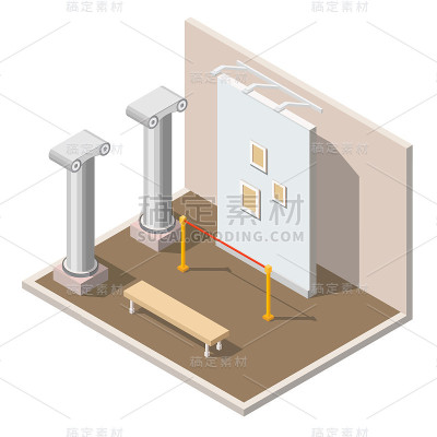 等角博物馆内部矢量3d背景