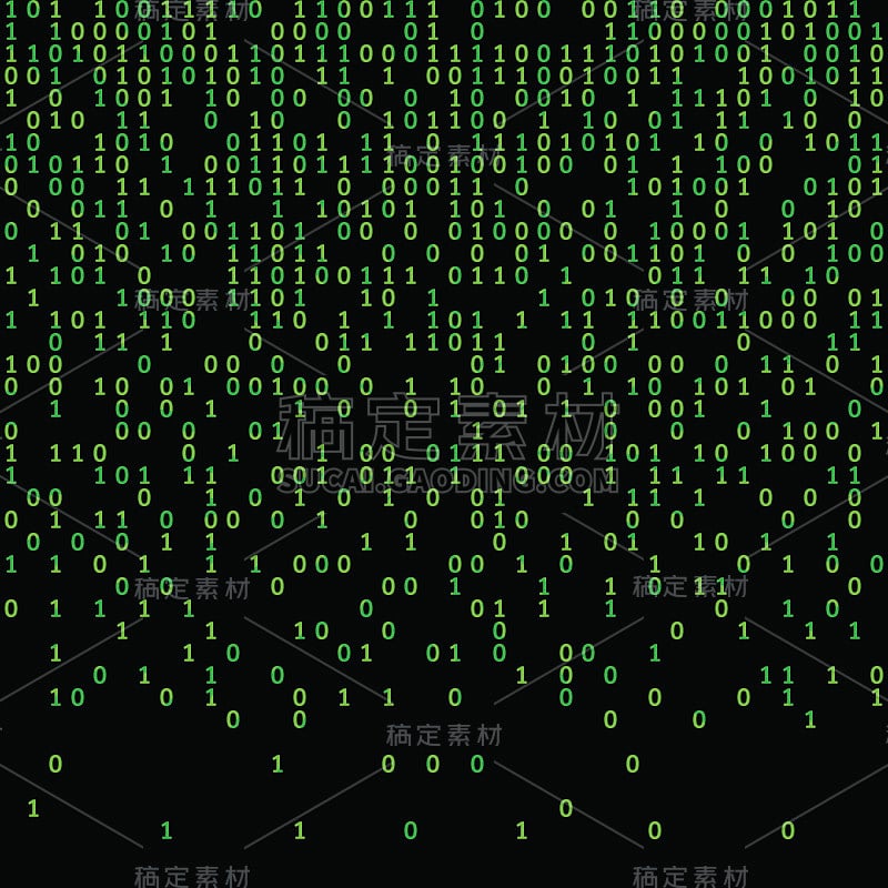 二进制代码绿色和深色背景，数字显示在屏幕上