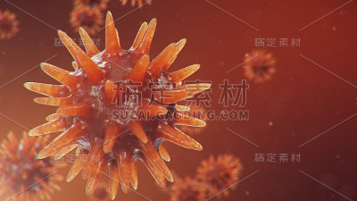 冠状病毒、流感病毒和新型冠状病毒的爆发。流行病的概念，人类细胞的流行病。显微镜下的COVID-19是