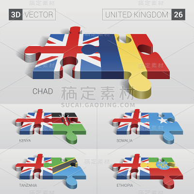 英国国旗。3d矢量拼图。26。