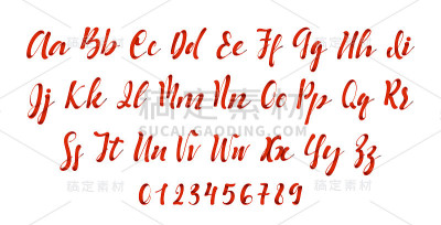 拉丁字母红色。字母字体样式缎带