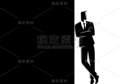 商人倚靠在黑暗的空白空间