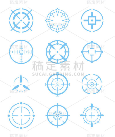 有刻着十字标尺线的图标。向量。
