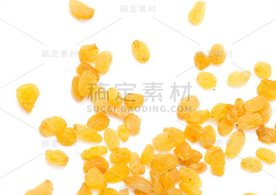 白色背景上的金色葡萄干