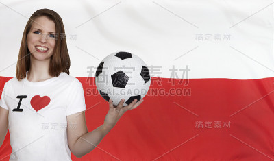 波兰国旗和女足球迷