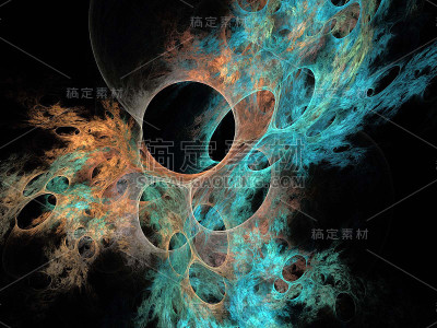 黑色上的数字分形