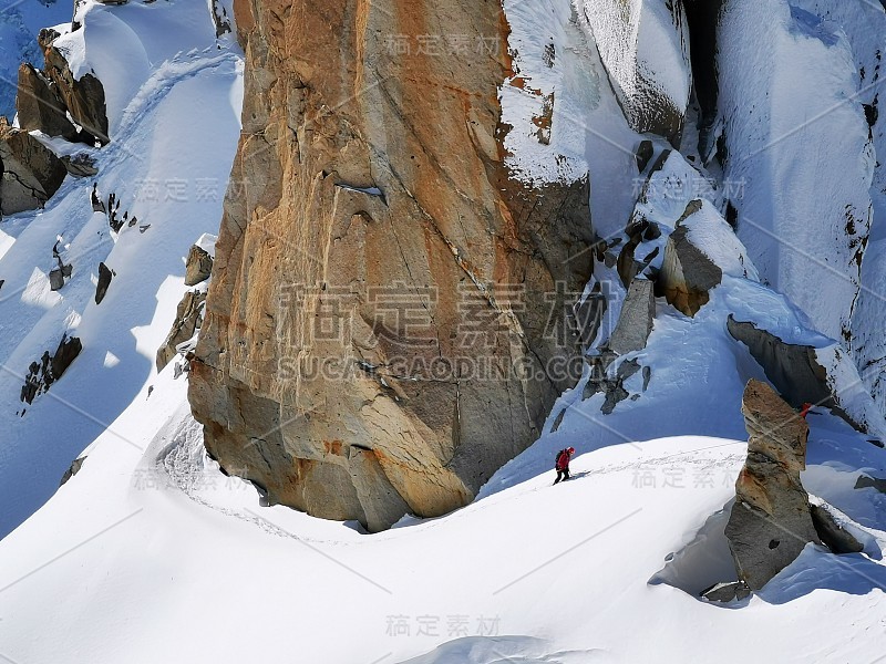 Chamonix Aiguille du midi法国勃朗山山脉滑雪滑雪单板滑雪