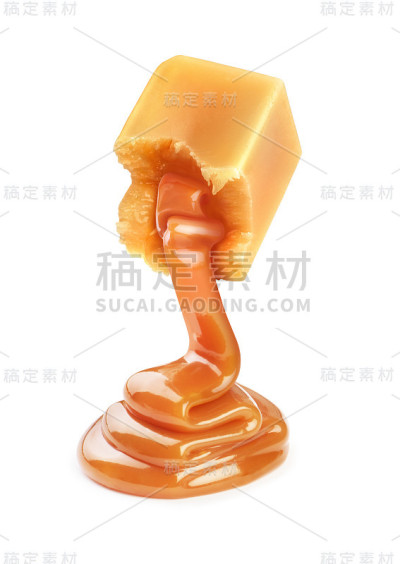 白色背景上的焦糖和五彩纸屑