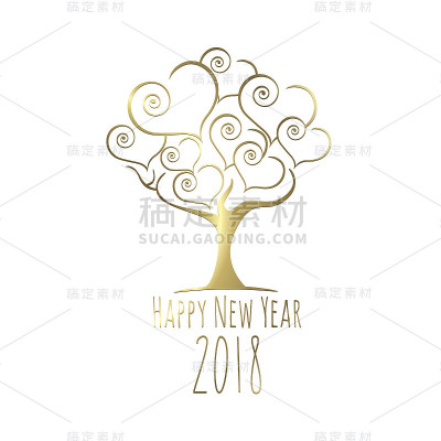 新年快乐树插图