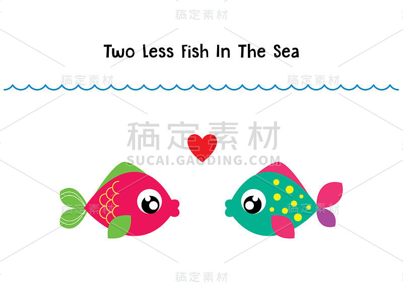 less fish in the sea valentine greeting card vecto