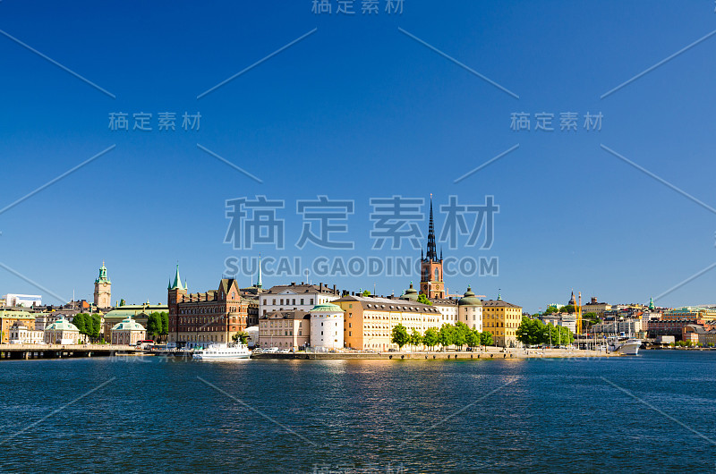 瑞典，斯德哥尔摩，Riddarholmen岛与Riddarholm教堂尖塔，Sweden