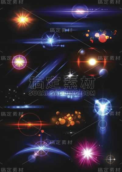 逼真的镜头光晕和光效果元素