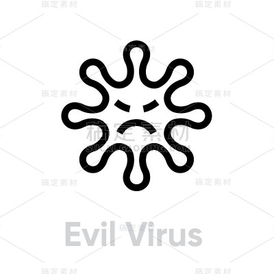 邪恶病毒面矢量可编辑线图标。
