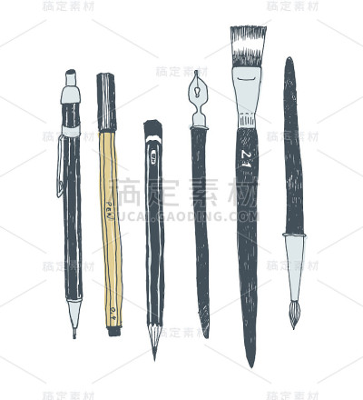 手绘艺术工具和用品集