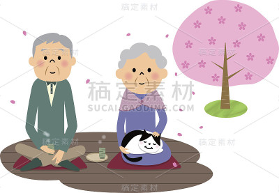 老夫妇,樱花