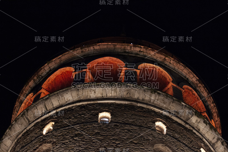 历史悠久的加拉塔夜景，伊斯坦布尔的象征