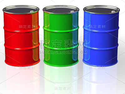 RGB彩色罐与金属帽水平