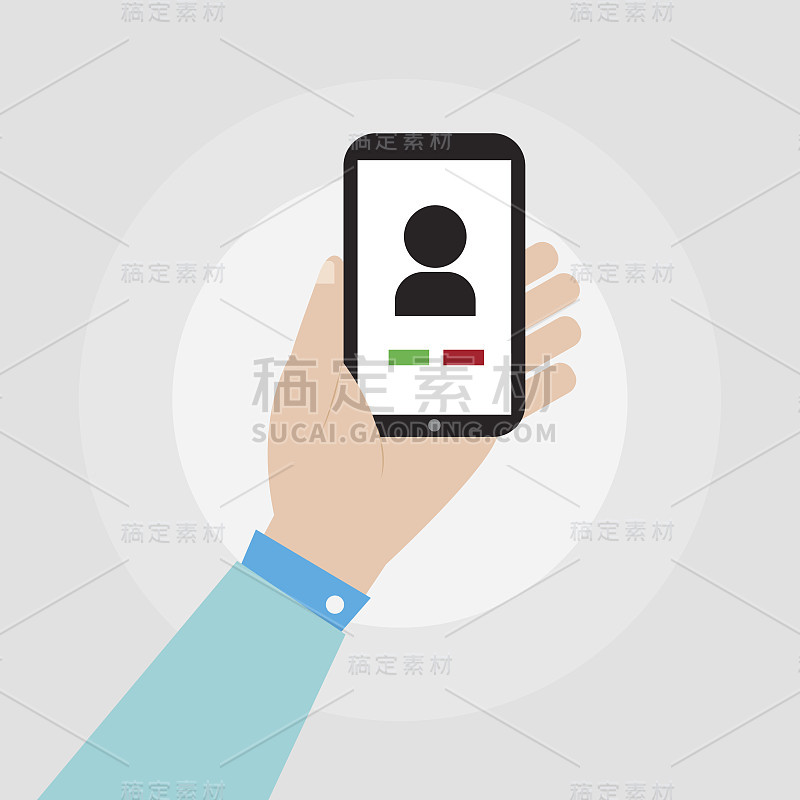 手持智能手机与呼叫图标矢量设计