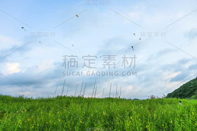 台湾基隆市- 2019年9月14日:朝觐公园内的人们。