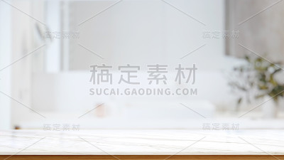大理石和木材台面在现代浴室。用于产品蒙太奇显示。