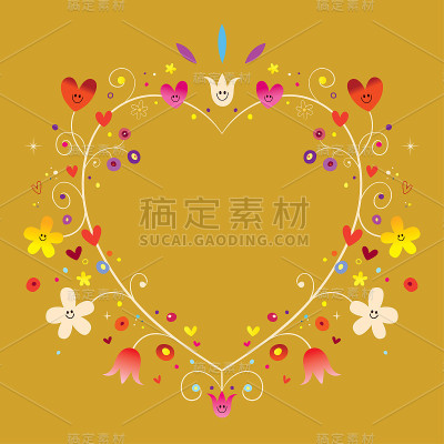 心形花卉装饰浪漫相框