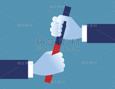 手,接力棒。概念商业合作矢量插图。