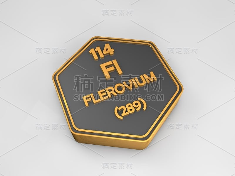 flevorium - Fl -化学元素周期表六角形三维渲染